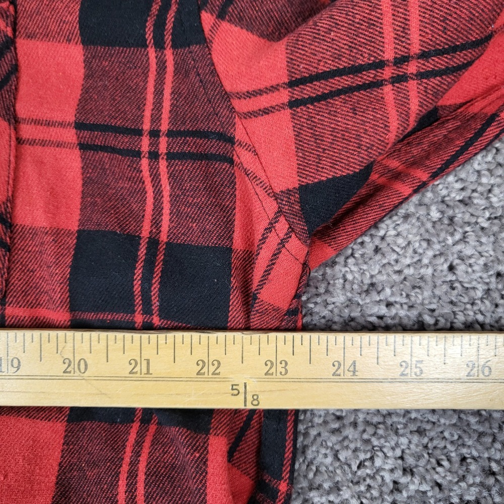 Rocawear Hooded Flannel Shirt Men XL Red Black Excellent Buffalo Plaid Button Up - Picture 4 of 9